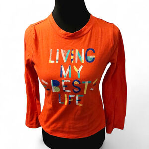 Basic Editions Living My Best Life Graphic Long Sleeve Shirt Red Kids L 10/12